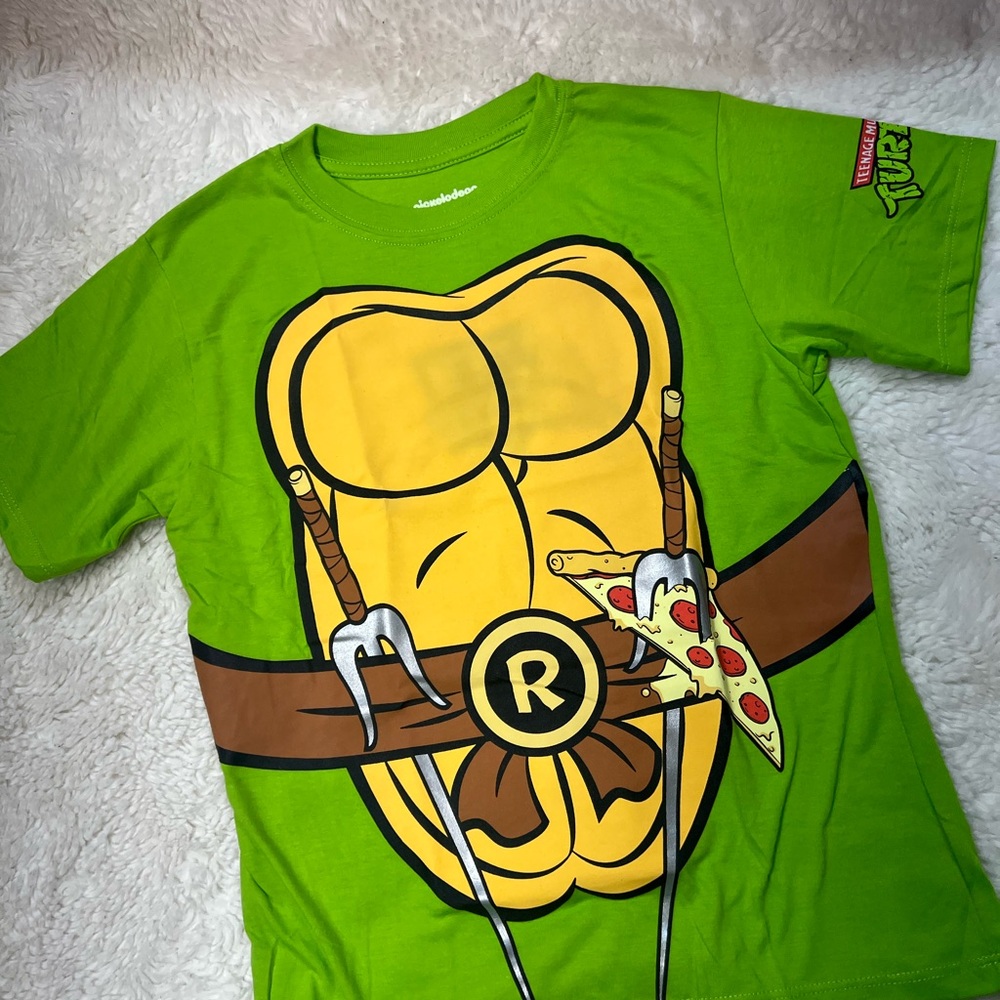 Teenage Mutant Ninja Turtles Boys Sz M/8 T Shirt Nickelodeon Green  #364